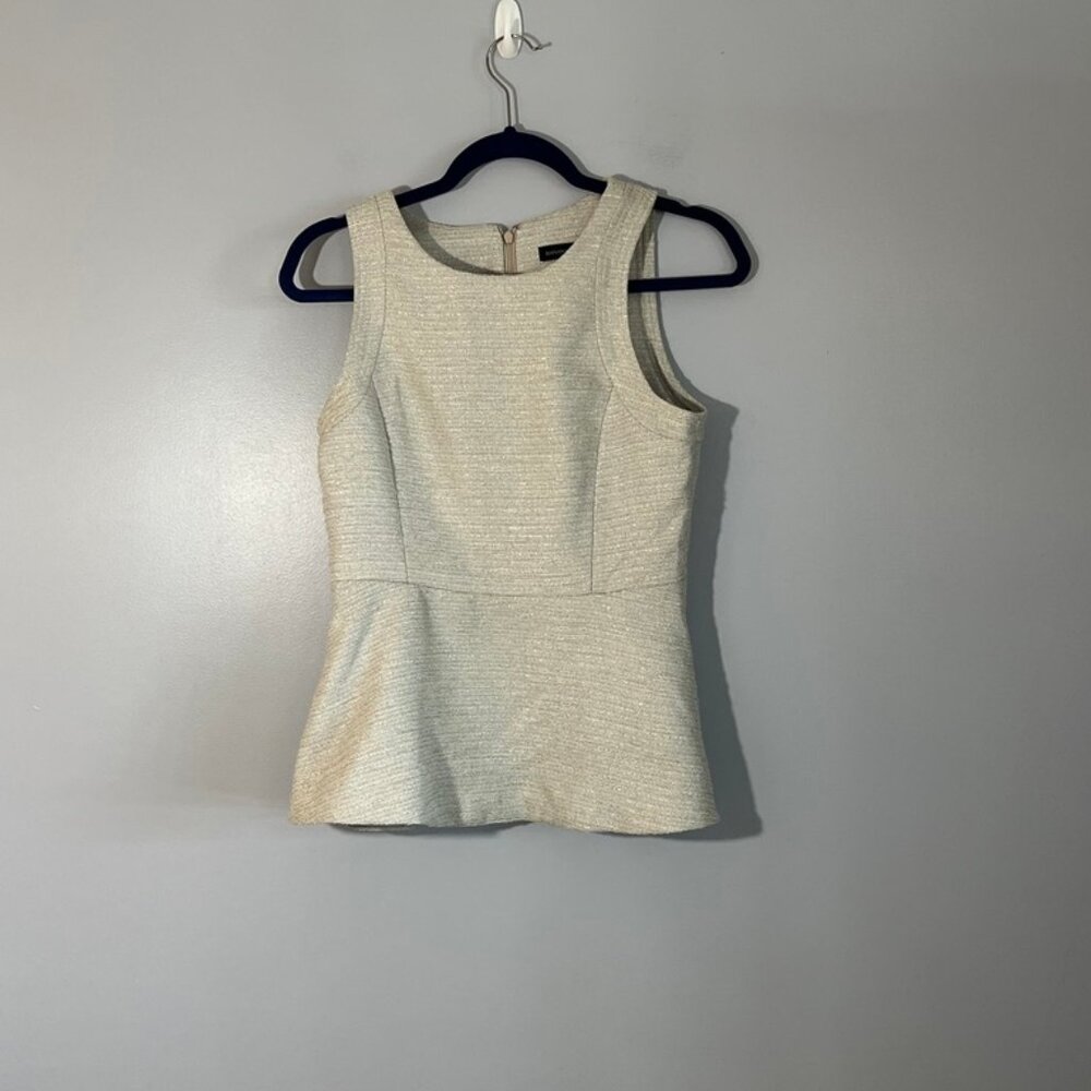 Banana Republic Peplum Sleeveless Metallic and Beige Blouse
